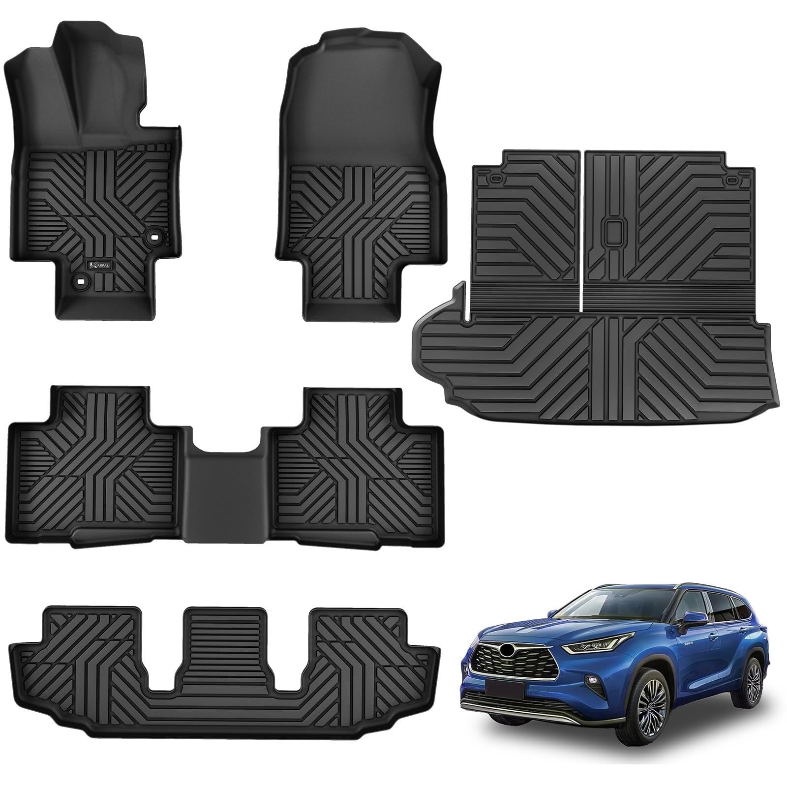 Floor Mats for 2020-2026 Toyota Highlander 7-Seats Gas & Hybrid