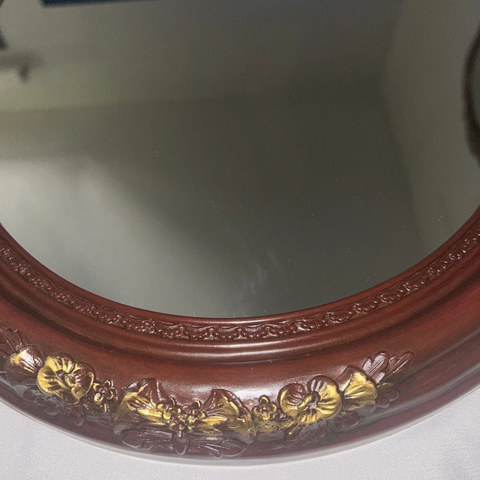 Vintage Oval Victorian Style Mirror Wall Accent Decoration Plastic Frame 17”x15” - Image 2 of 4