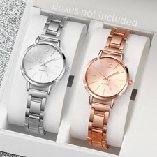 2PCS Fashion Women Watches Simple Dial Analog Quartz Watch for Women Without Box