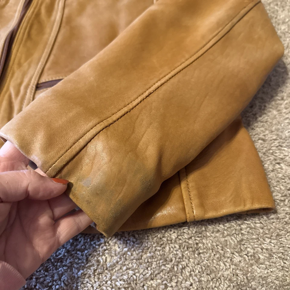 Chaqueta de Colección ENVY Knoles & Carter Marrón 100% Piel de Cordero Italiana Para Mujer Foto 3 de 4