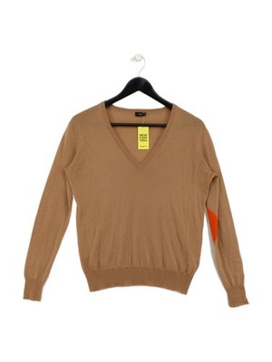 Joseph Women's Jumper S Tan 100% Cashmere V-Neck Pullover