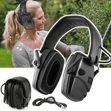 Folding Electronic Ear Defenders Hearing Protector Earmuffs AUX Noise Reduction