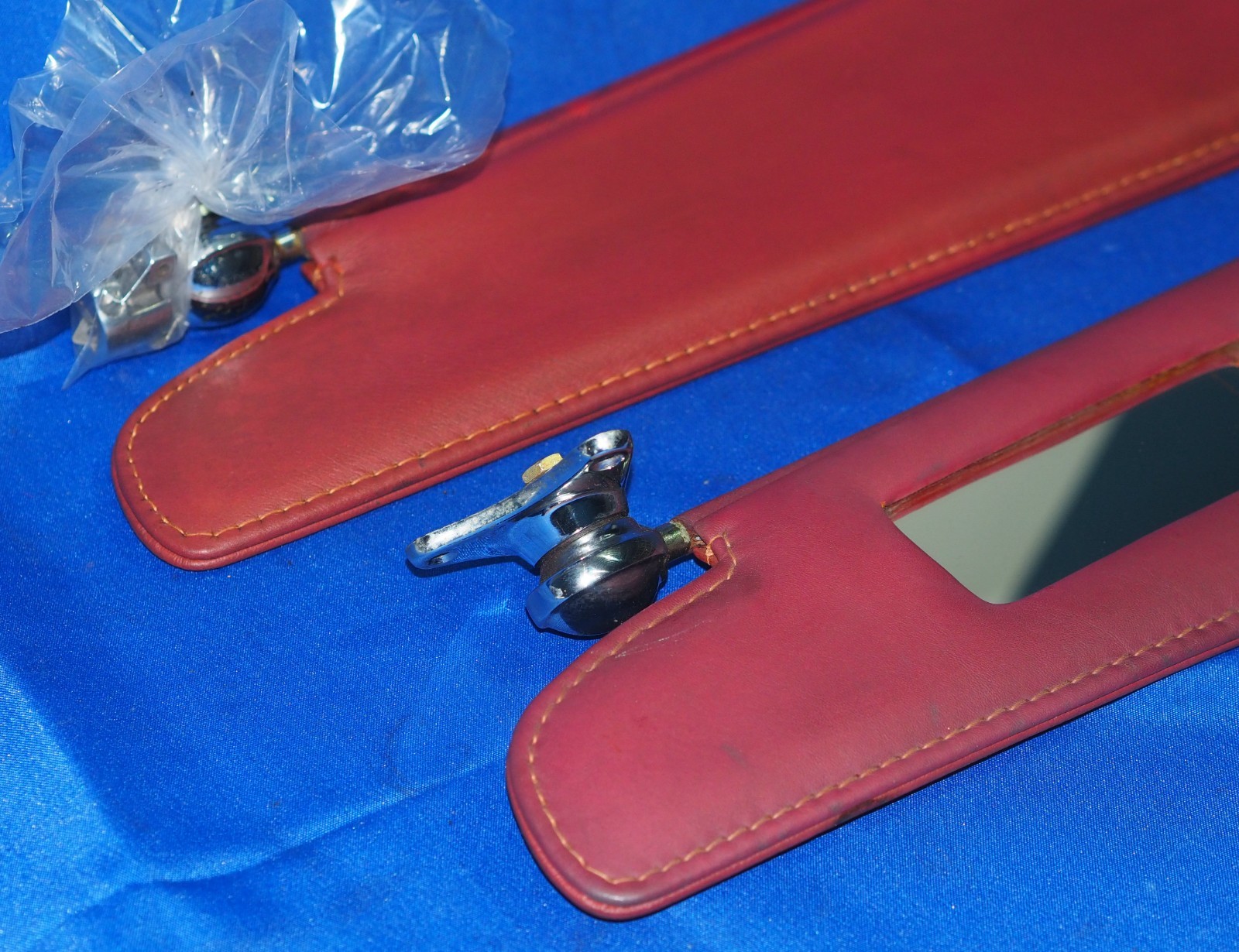 1965-1970 Rolls Royce Silver Shadow RHD Sun Visor Set Pair OEM Red Nice Shape!
