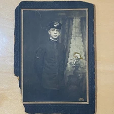 WWI 1913 Cabinet Card Photo of Marconi Wireless Navy Private Soldier Provenance