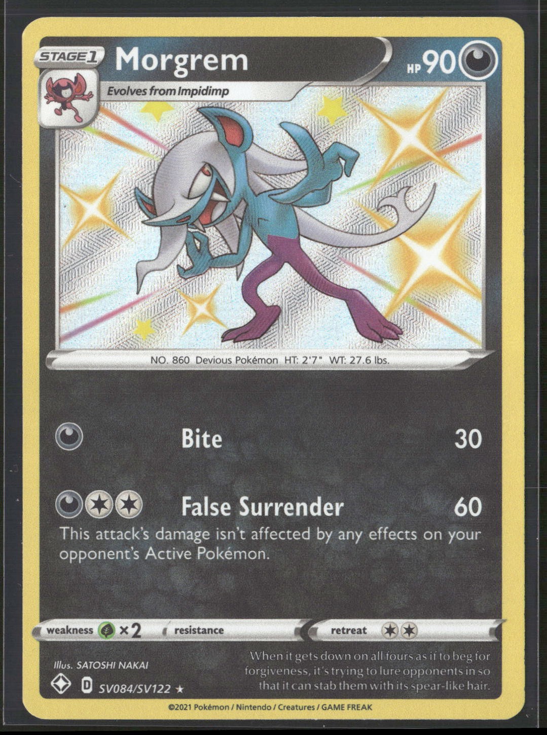 Morgrem Holo Shiny Holo Rare Shining Fates: Shiny Vault SV084/SV122 NM