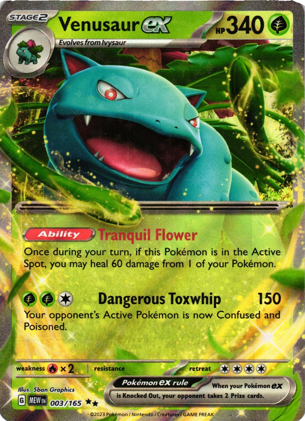 Pokemon TCG Venusaur ex 003/165 Scarlet & Violet 151 NM