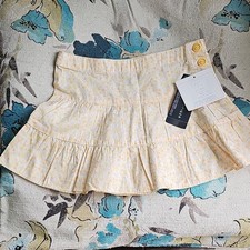 Tommy Hilfiger Girls 2/2T White/Yellow Floral Tiered Skirt Adjustable Waist 0200
