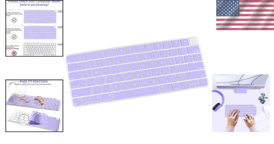 Elegante cubierta de teclado de silicona púrpura claro para iMac Magic Keyboard A2449/A2450 Foto 2 de 4