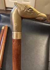 Vintage Brass Horse Head Cane Walking Stick Wood Collectible 34  Collapsible 4pc