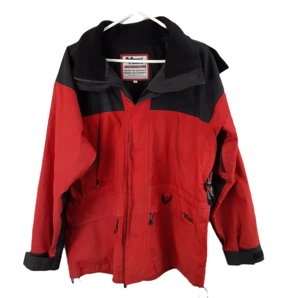 Chaqueta Vikinga Roja Negra Cremallera Completa Aislada Impermeable Abrigo Tempest Para Hombres Senderismo Foto 2 de 4