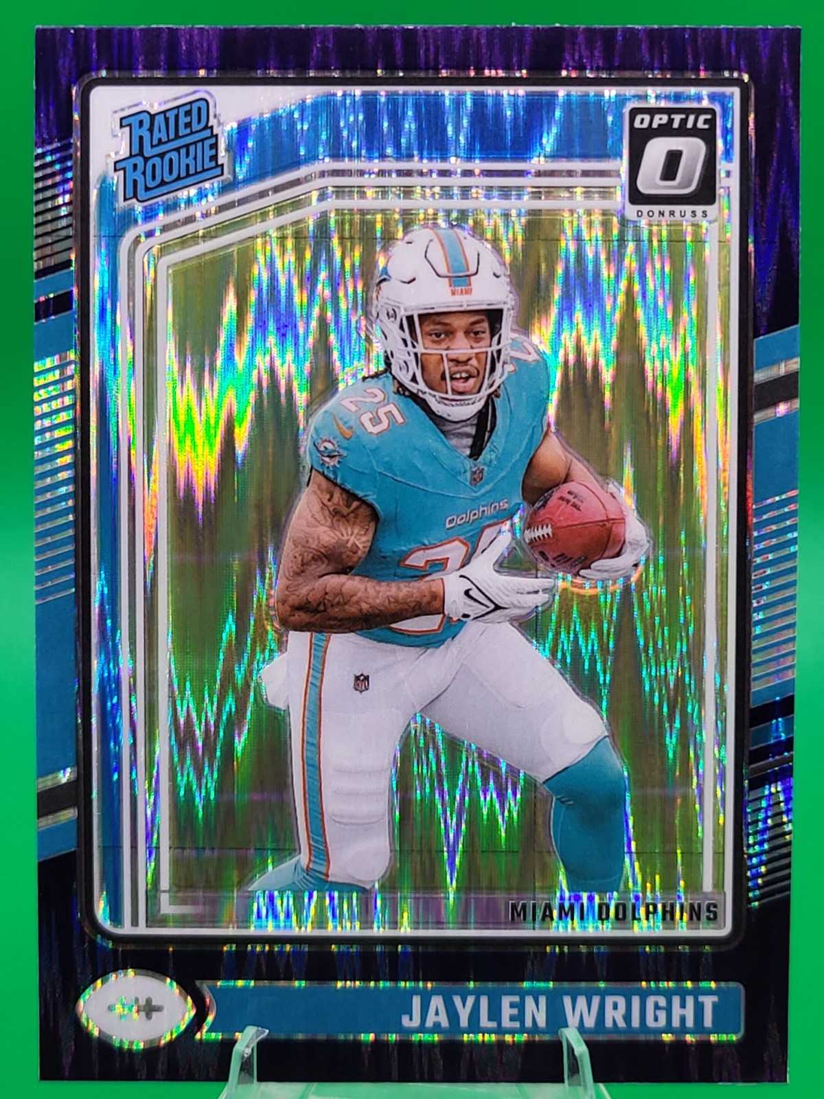 2024 Optic JAYLEN WRIGHT (RC) Rated Rookie Purple Shock Prizm #249 Dolphins