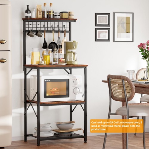 Kitchen Bakers Rack with Hutch, Coffee Bar Station 4 Tiers, Microwave Oven St... - Picture 8 of 8