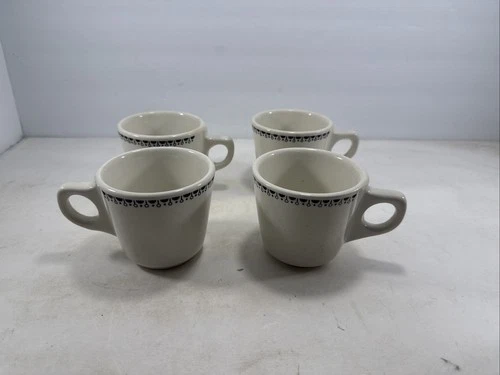(4) Vintage Buffalo China Restaurant Diner Ware Coffee Cups Mugs