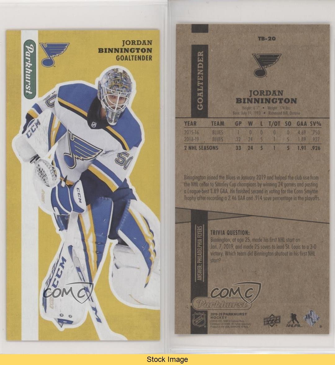 2019-20 Upper Deck Parkhurst Tallboys Tier 1 Jordan Binnington #TB-20 READ 0qr0 thumbnail 3