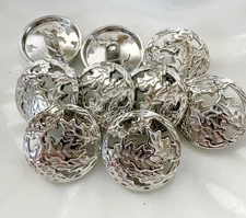 10PC Silver Leave Metal Buttons Shank Buttons For Crafts Clothes 20mm