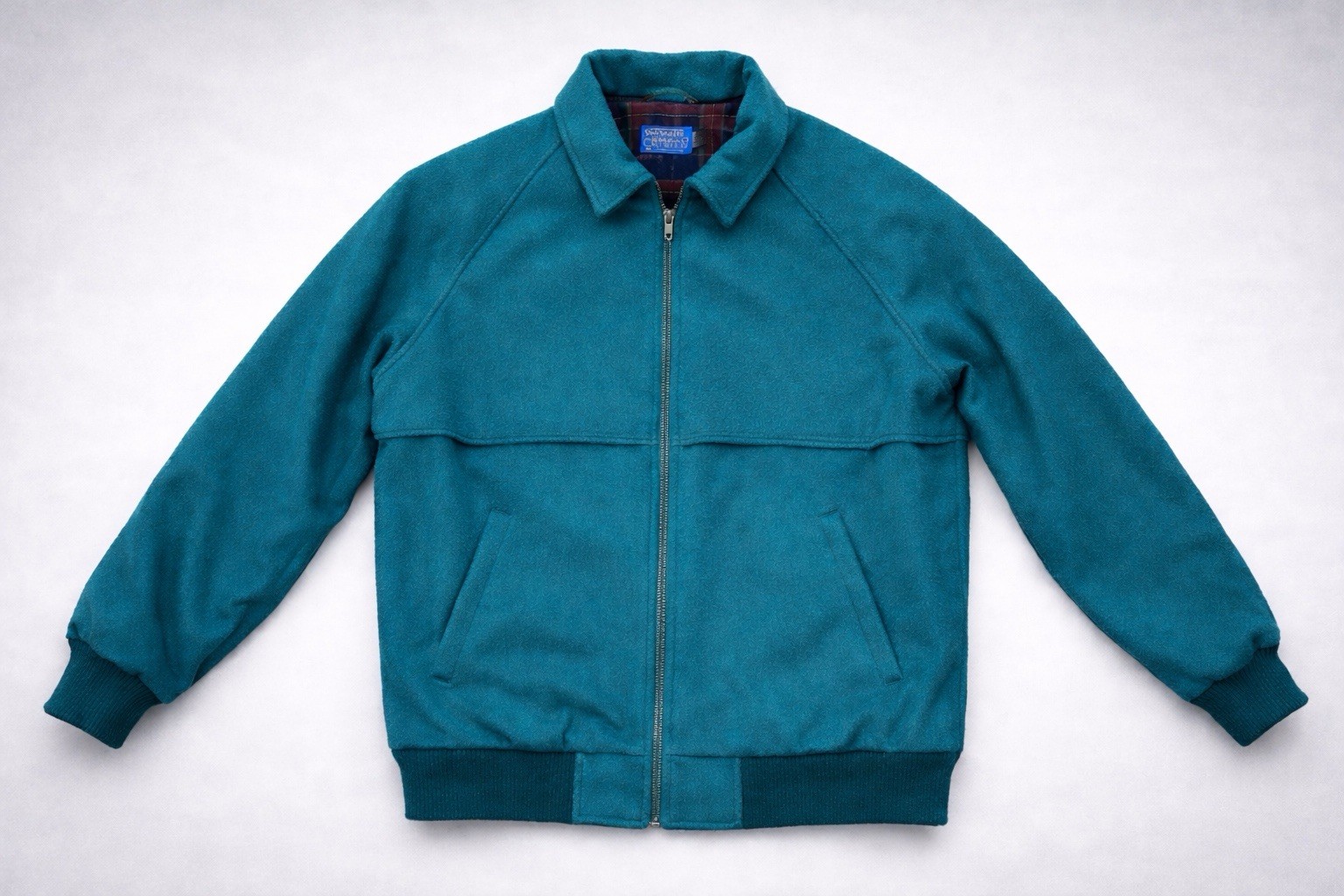 Vintage Pendleton Mens Wool Jacket Green Zip Front Lined USA Size Large