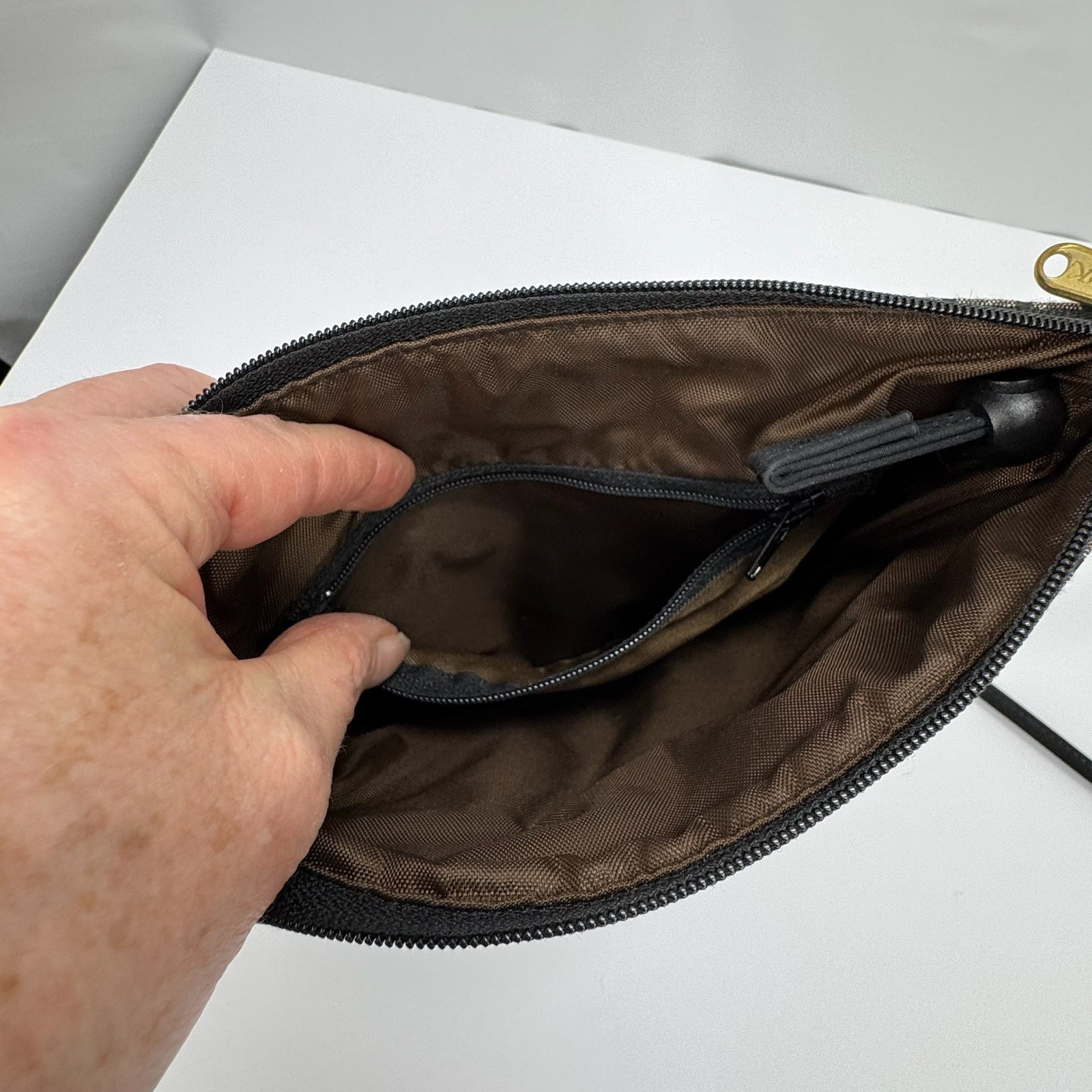 Brown Geometric Patchwork Tapestry Crossbody Bag … - image 8