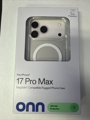 onn MagSafe Compatible Rugged Phone Case for iPhone 17 Pro Max - Clear 21 ft | eBay onn MagSafe Compatible Rugged Phone Case for iPhone 17 Pro Max - Clear 21 ft | eBay