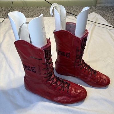 Rare Vintage 80s Everlast Boxing Red High Top Lace Glitter Leather Shoes Size 10