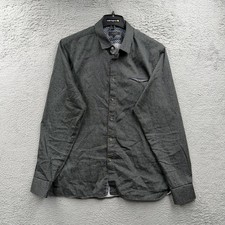 Ted Baker Shirt Men Button Dow Blue Polka Dot Cotton Long Sleeve Size 7