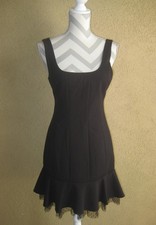 BCBG maxazria black fitted ruffle hem mesh sleeveless evening dress 8