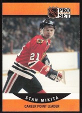 1990-91 Pro Set Stan Mikita Career Point Leader Card #655 - Chicago Blackhawks