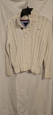TOMMY HILFIGER Ivory Cable Knit Pull Over Sweater Button Neck Child's Size 6
