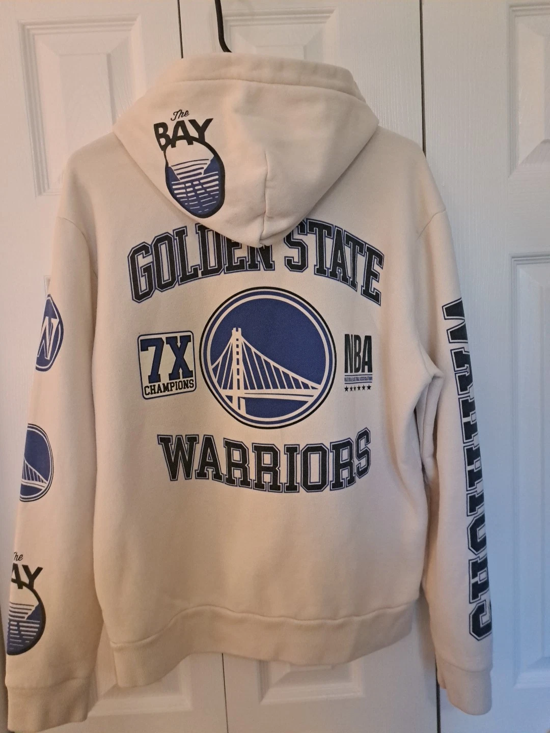 OFF WHITE Felpa con cappuccio Hollister colore avorio guerrieri taglia S