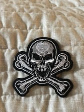 Skull Bones White Patch Motorcycle Blue Vest Flames Biker Brand New Wear B 