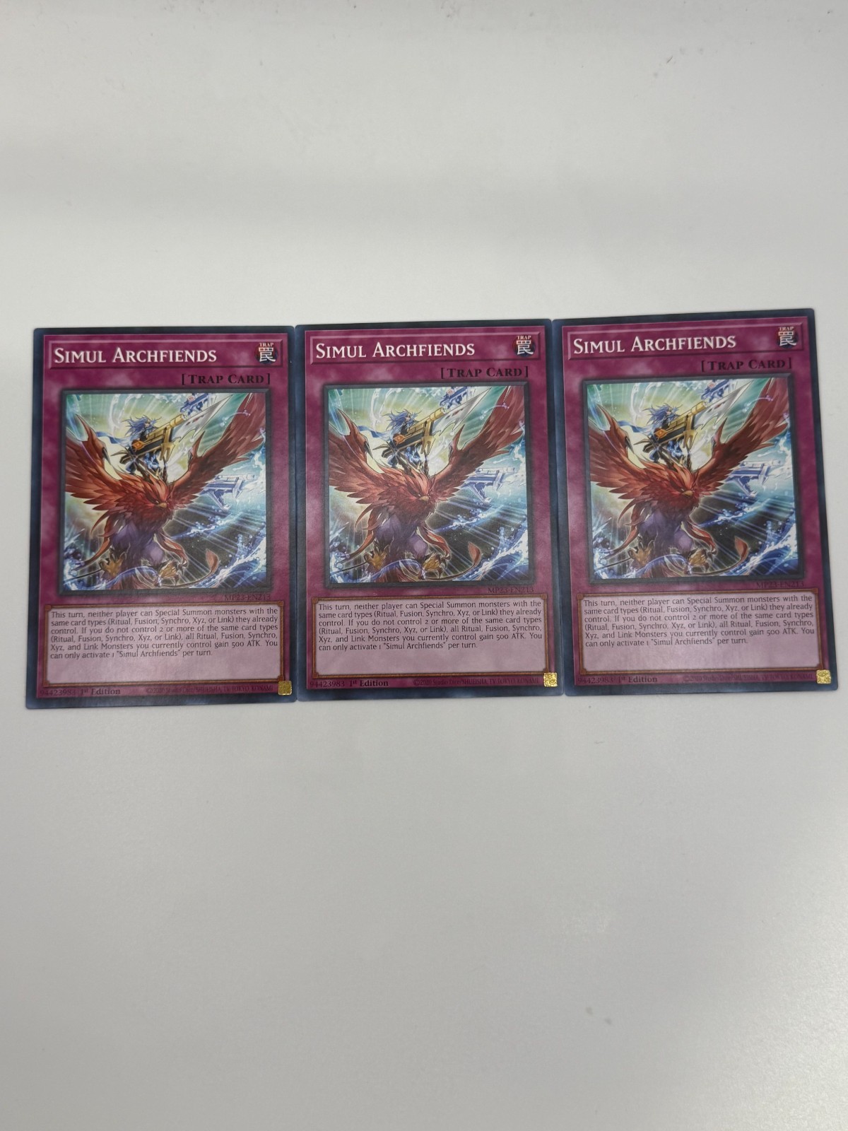 YUGIOH: 3x Simul Archfiends Common NM MP23-EN213