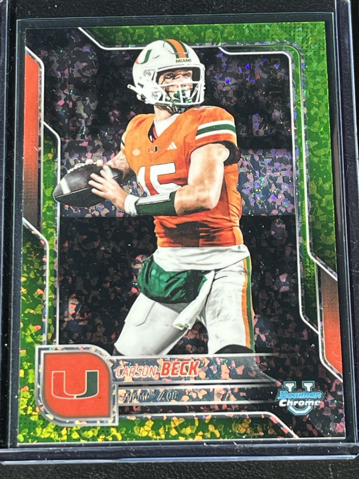 2025 Bowman University Chrome - Carson Beck #138 Lime Green Mini-Diamond /275