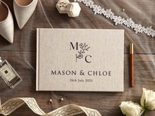 Custom Linen Wedding Guest Book Photo Album Wedding Keepsake Gift