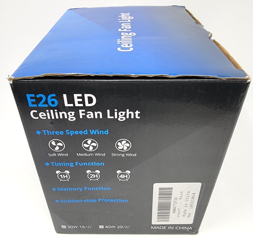 E26 Base LED Socket Ceiling Fan Light 16.6" with Remote - Picture 7 of 7