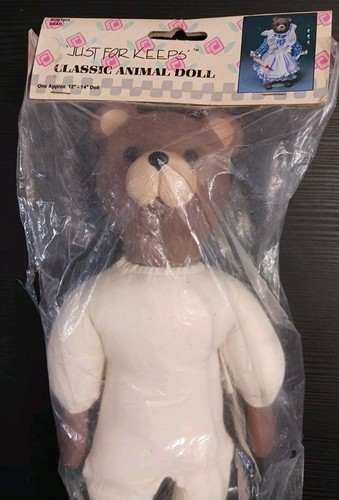 Vintage Just For Keeps klassische Tierpuppe Bär 14 Zoll - Bild 12 von 14