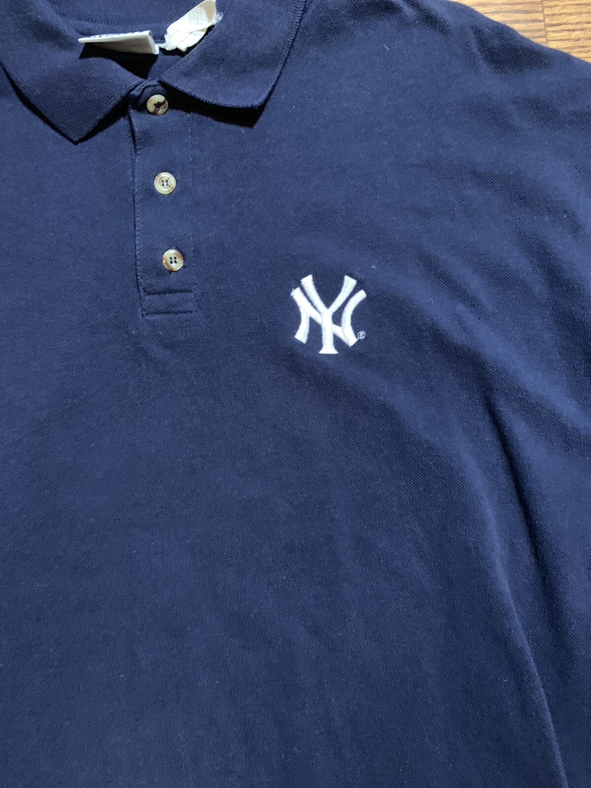 Vintage New York Yankees Plain Logo Polo Shirt Dyansty Large