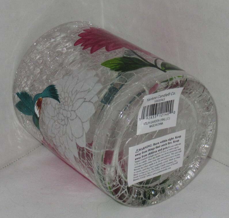 Yankee Candle Votive Tea Light Holder V/H TL/H GARDEN CRACKLE hummingbird flower