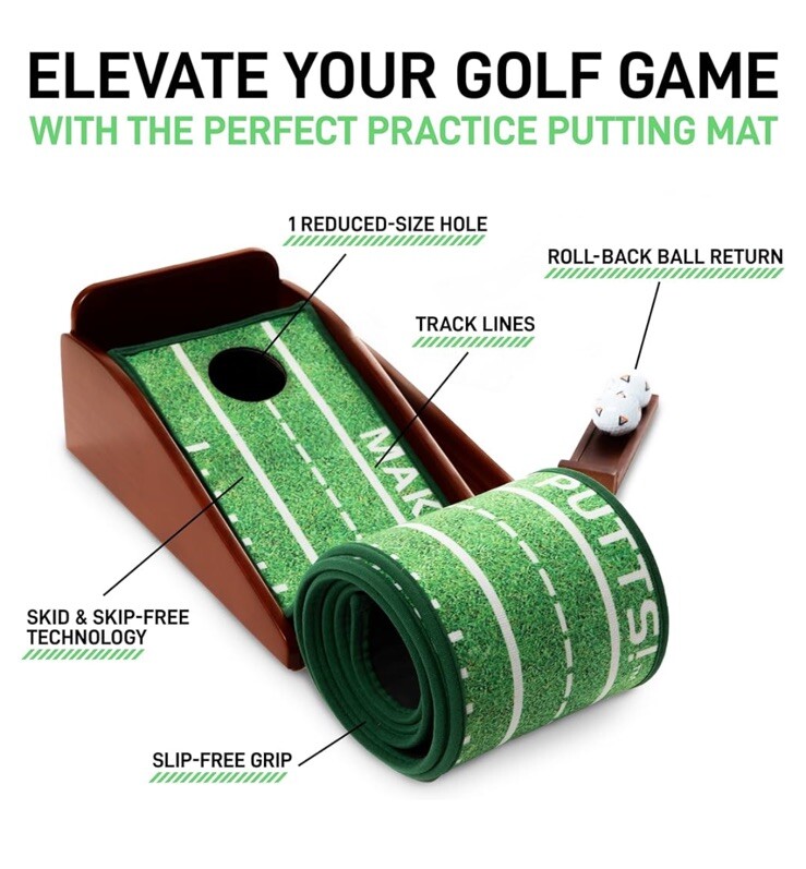 PERFECT PRACTICE Compact Putting Mat Indoor Golf Putting Green Golf