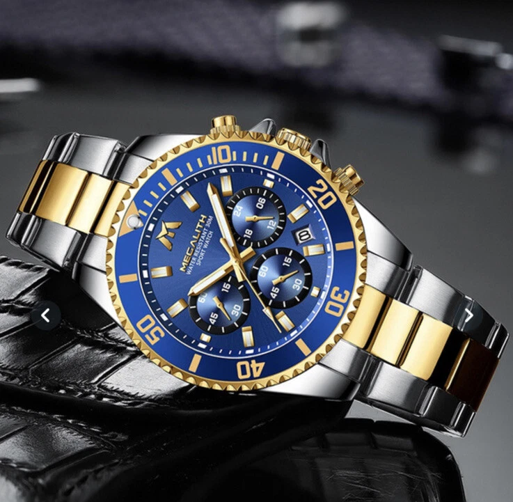 MEGALITH Chronograph Luxury Waterproof Mens Big Sport Watch eBay