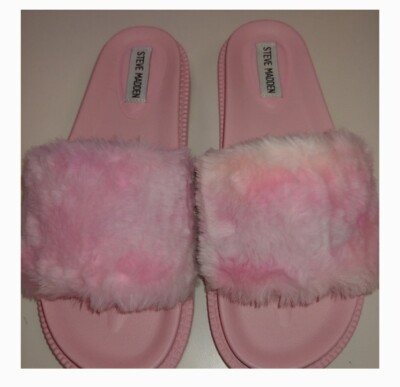 Steve Madden Womens PINK Cozy Slides Size 10 Flat Casual Slide Sandals  Shoes