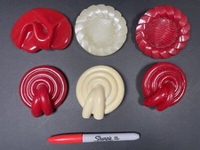 Lot 6 Vintage 80s Belt Buckles Red/White Floral CHARMANT Belts Inc