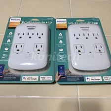 Lot of 2 - Philips Smart Plug 5-Outlet Surge Protector 490 Joules - White