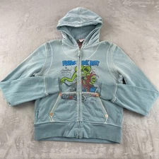 ED ROTH 96 Rat Fink x True Religion Hoodie Men XL Faded Blue Full Zip Vintage