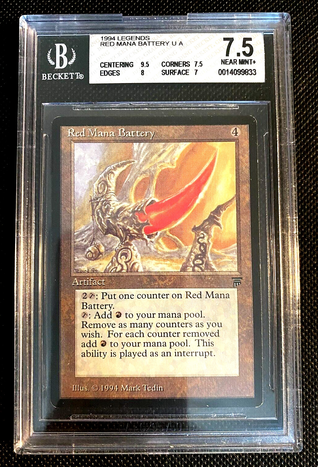 MTG Legends 1994 Red Mana Battery BGS 7.5T C K Magic The Gathering G0254