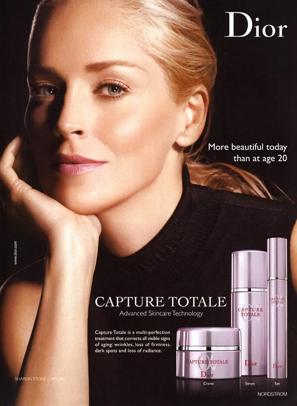 PUBLICITÉ MAGAZINE 1 page soin beauté Dior Sharon Stone 2008
