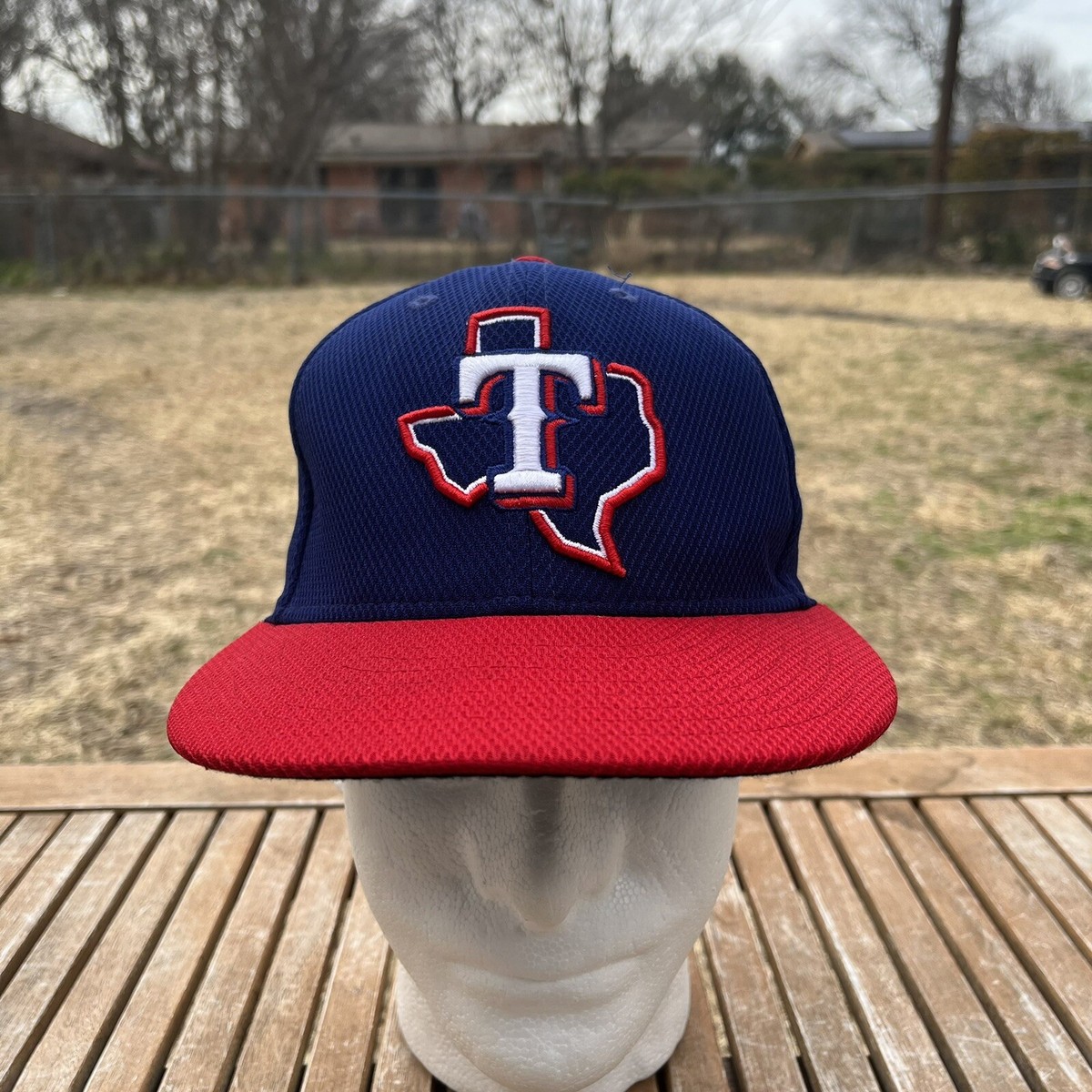 MLB Texas Rangers 59FIFTY Fitted New Era Hat Cap Blue Red Size American  League