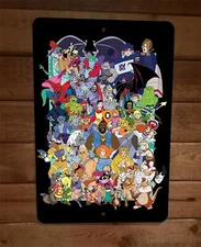 Retro 80s Saturday Morning Classic Cartoons Mashup Collage 8x12 Metal Wall Sign