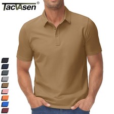 Men's Short Sleeve Pique 3-Button Cotton Polo Shirts Casual Golf Sport T