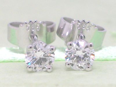 Paar Solitär Brillant Ohrstecker 585 Weißgold 14Kt Gold total 0,42ct TW  Si 1