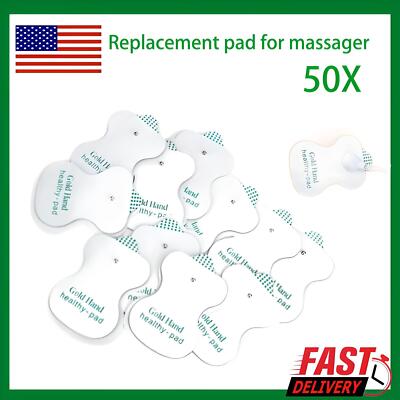 50PCS Massager & Electrode Snap On Replacement Pads For Pulse Tens Unit Us