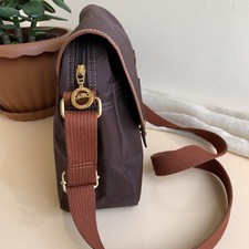 Vintage Nylon LONGCHAMP Crossbody Bag Wickeltasche Schulter Leder Messenger